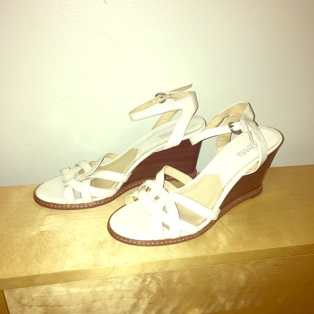 Michael Kors white wedges